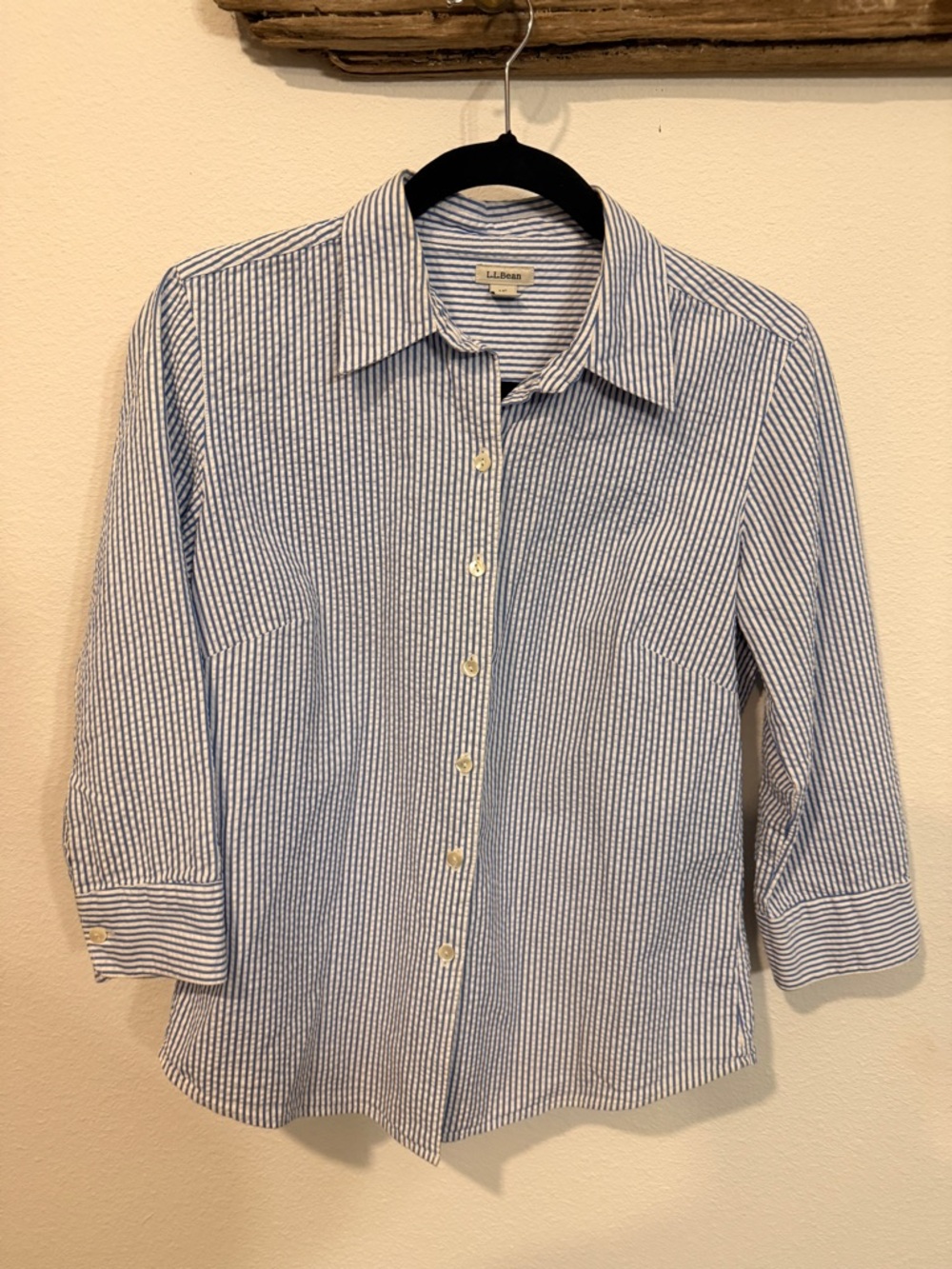 L.L.Bean Blue & White Striped Button-Up Shirt Size XS
